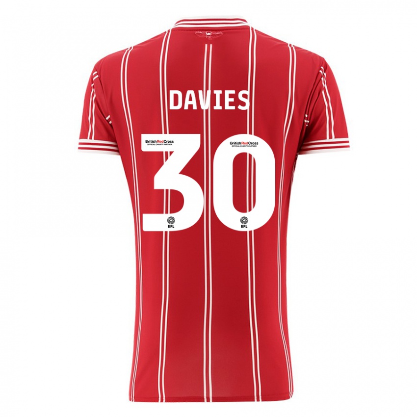 Børn Yasmin Davies #30 Rød Hjemmebane Spillertrøjer 2023/24 Trøje T-Shirt