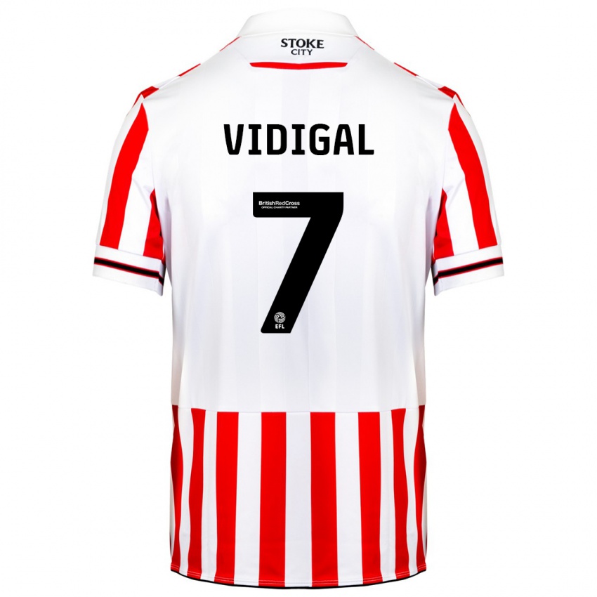 Børn André Vidigal #7 Rød Hvid Hjemmebane Spillertrøjer 2023/24 Trøje T-Shirt