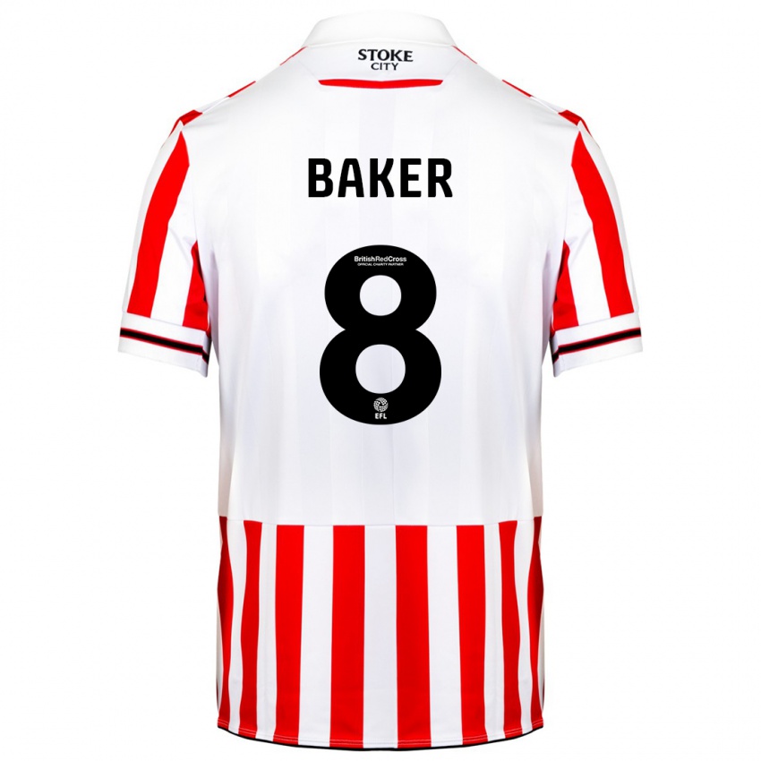 Børn Lewis Baker #8 Rød Hvid Hjemmebane Spillertrøjer 2023/24 Trøje T-Shirt