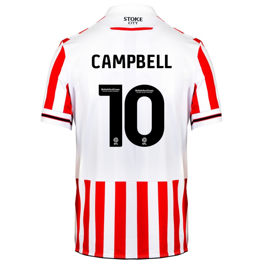 Børn Tyrese Campbell #10 Rød Hvid Hjemmebane Spillertrøjer 2023/24 Trøje T-Shirt