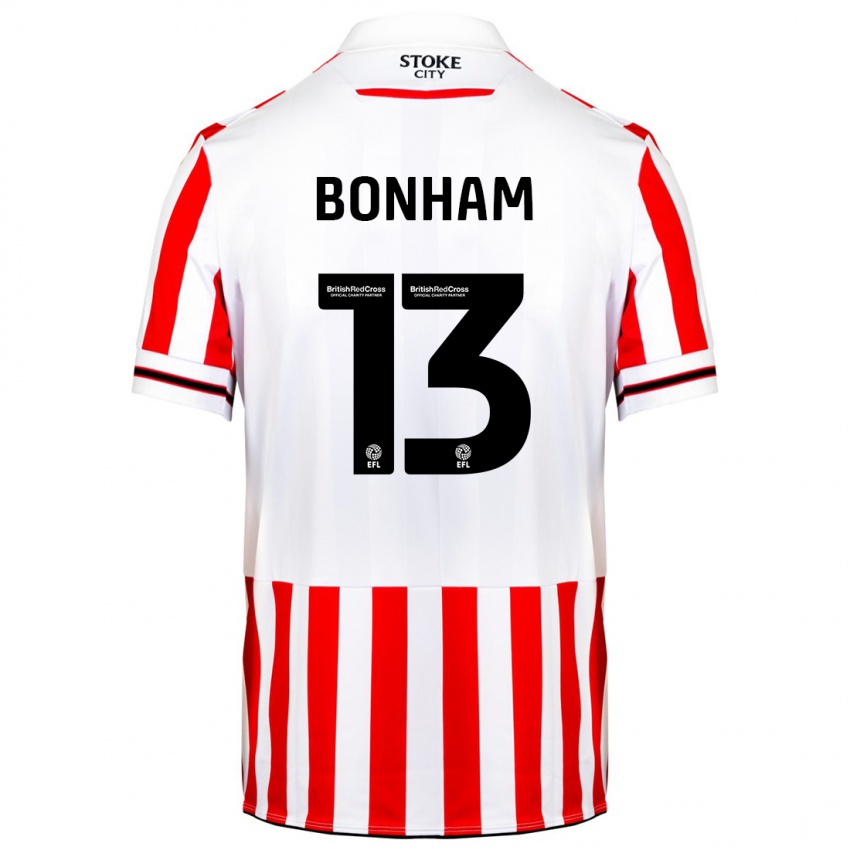 Børn Jack Bonham #13 Rød Hvid Hjemmebane Spillertrøjer 2023/24 Trøje T-Shirt