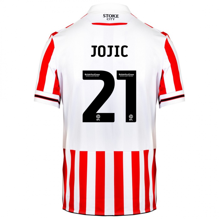 Børn Nikola Jojic #21 Rød Hvid Hjemmebane Spillertrøjer 2023/24 Trøje T-Shirt