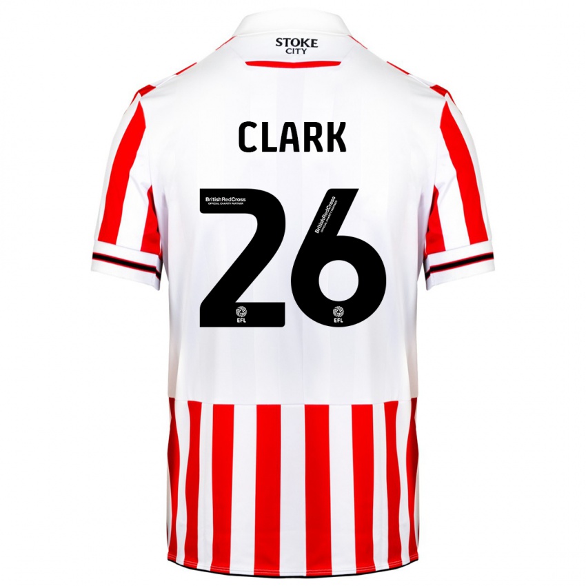 Børn Ciaran Clark #26 Rød Hvid Hjemmebane Spillertrøjer 2023/24 Trøje T-Shirt