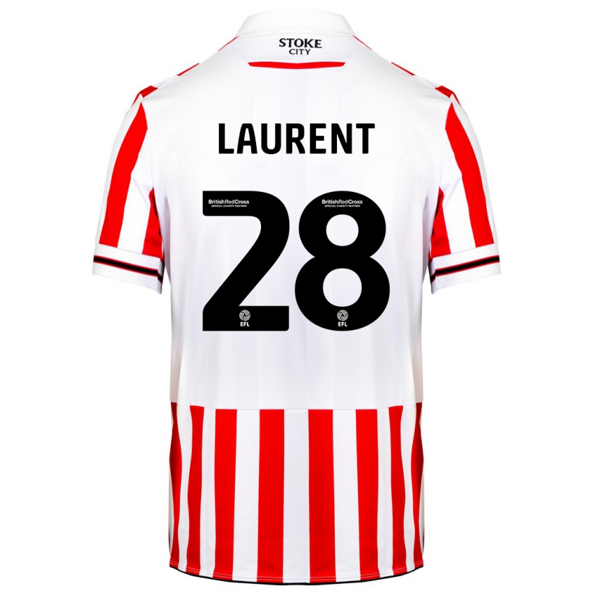 Børn Josh Laurent #28 Rød Hvid Hjemmebane Spillertrøjer 2023/24 Trøje T-Shirt