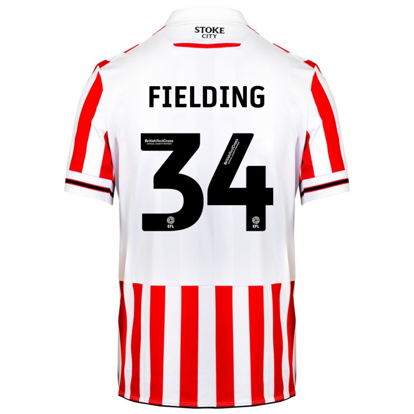 Børn Frank Fielding #34 Rød Hvid Hjemmebane Spillertrøjer 2023/24 Trøje T-Shirt