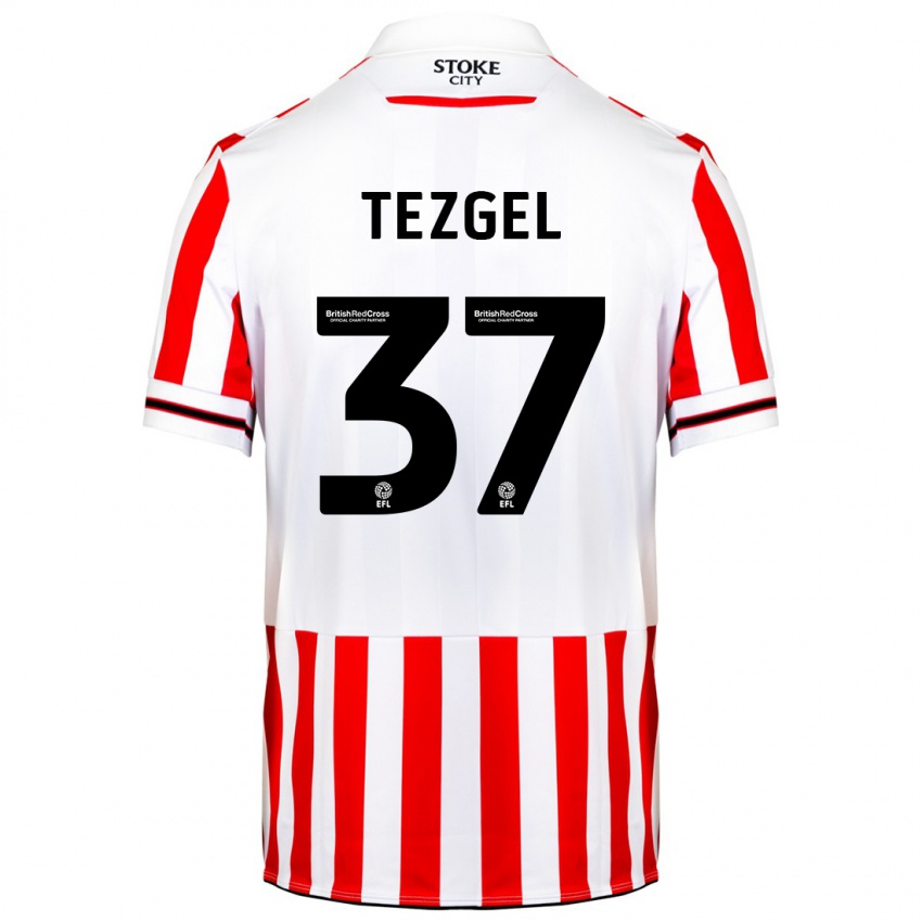 Børn Emre Tezgel #37 Rød Hvid Hjemmebane Spillertrøjer 2023/24 Trøje T-Shirt