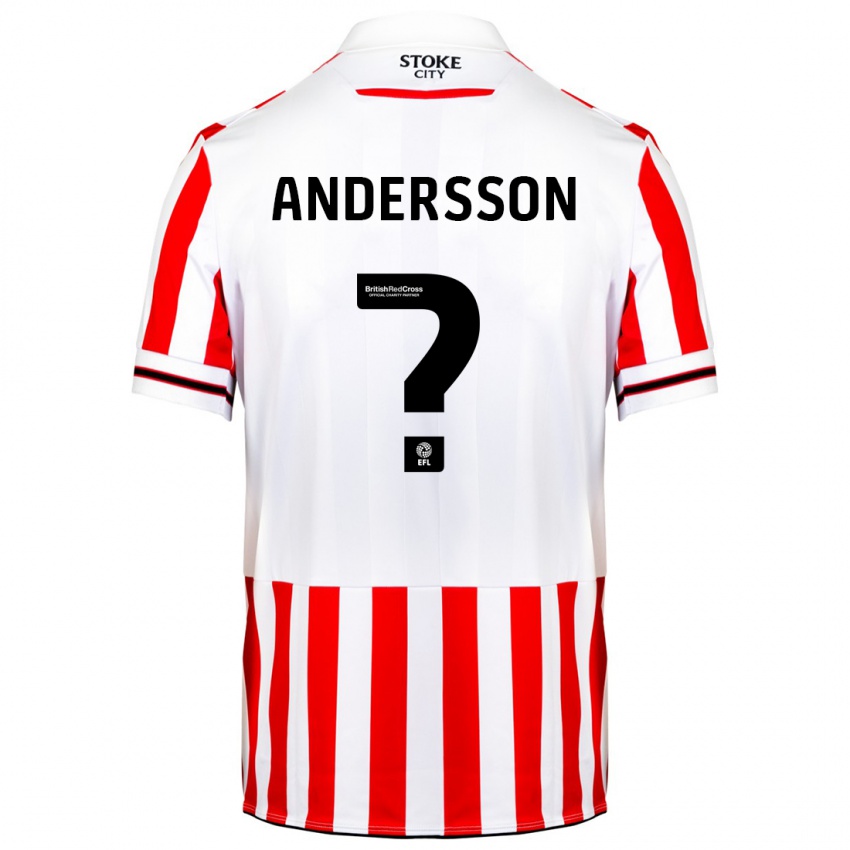 Børn Edwin Andersson #0 Rød Hvid Hjemmebane Spillertrøjer 2023/24 Trøje T-Shirt