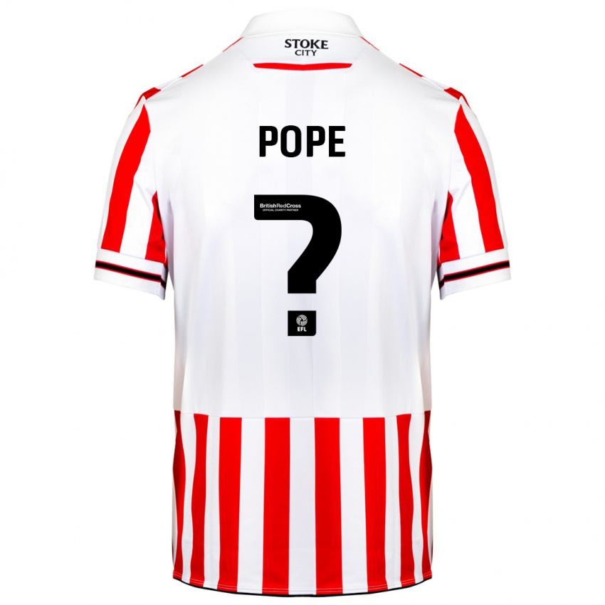 Børn Ollie Pope #0 Rød Hvid Hjemmebane Spillertrøjer 2023/24 Trøje T-Shirt