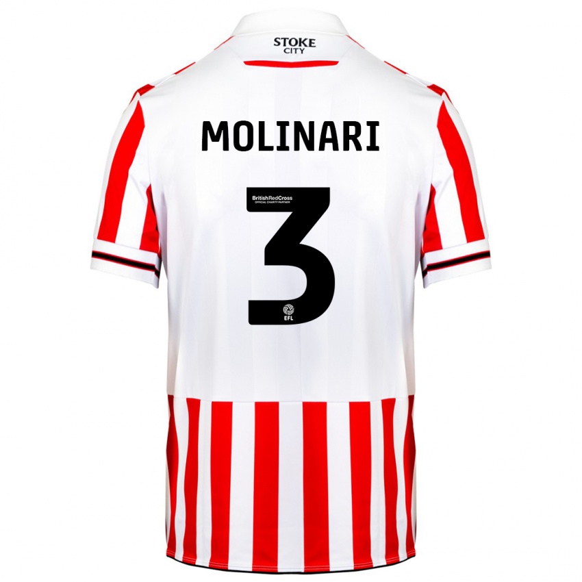 Børn Lucia Molinari #3 Rød Hvid Hjemmebane Spillertrøjer 2023/24 Trøje T-Shirt