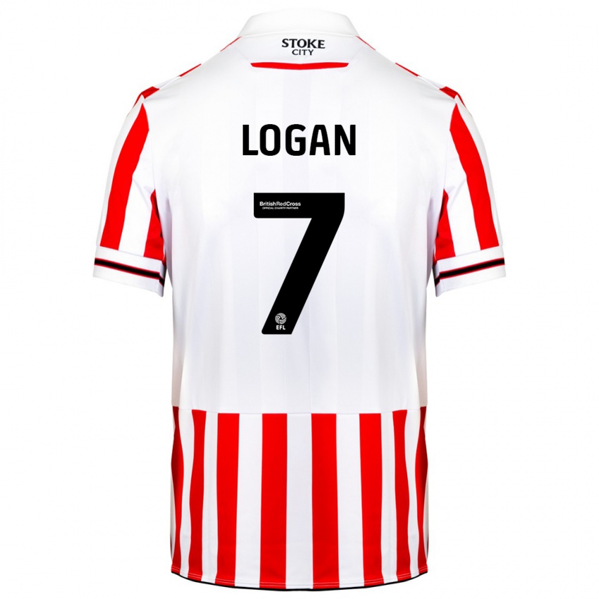 Børn Heidi Logan #7 Rød Hvid Hjemmebane Spillertrøjer 2023/24 Trøje T-Shirt