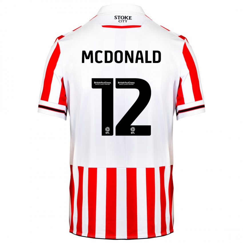 Børn Kayleigh Mcdonald #12 Rød Hvid Hjemmebane Spillertrøjer 2023/24 Trøje T-Shirt