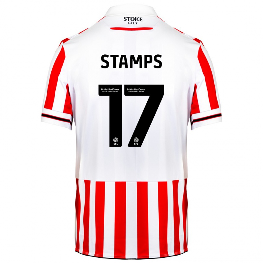 Børn Shannon Stamps #17 Rød Hvid Hjemmebane Spillertrøjer 2023/24 Trøje T-Shirt