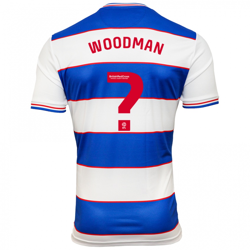Børn Deon Woodman #0 Hvid Blå Hjemmebane Spillertrøjer 2023/24 Trøje T-Shirt