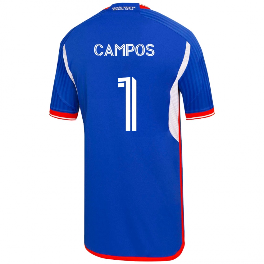 Børn Cristóbal Campos #1 Blå Hjemmebane Spillertrøjer 2023/24 Trøje T-Shirt