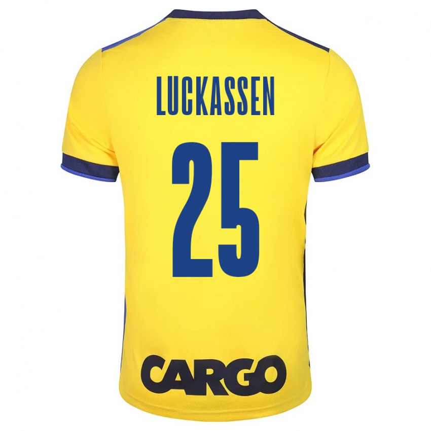 Børn Derrick Luckassen #25 Gul Hjemmebane Spillertrøjer 2023/24 Trøje T-Shirt