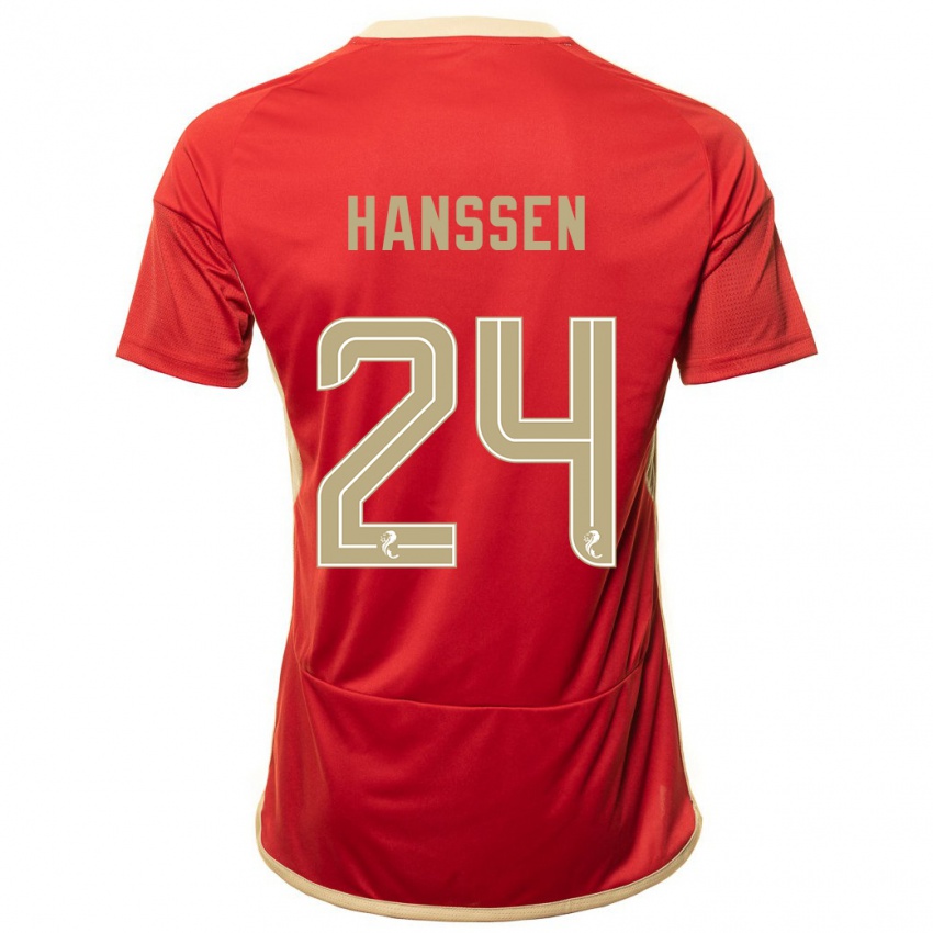 Børn Nadine Hanssen #24 Rød Hjemmebane Spillertrøjer 2023/24 Trøje T-Shirt