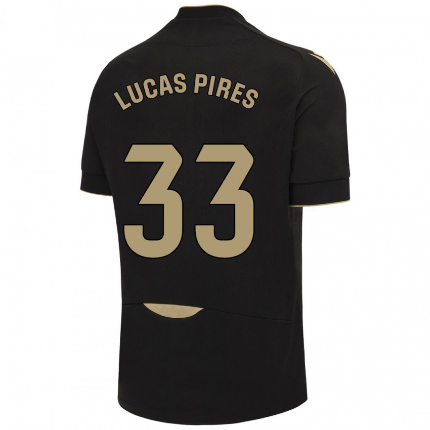 Børn Lucas Pires #33 Sort Udebane Spillertrøjer 2023/24 Trøje T-Shirt