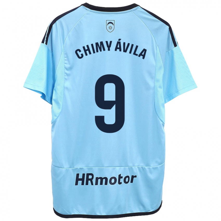 Børn Chimy Ávila #9 Blå Udebane Spillertrøjer 2023/24 Trøje T-Shirt