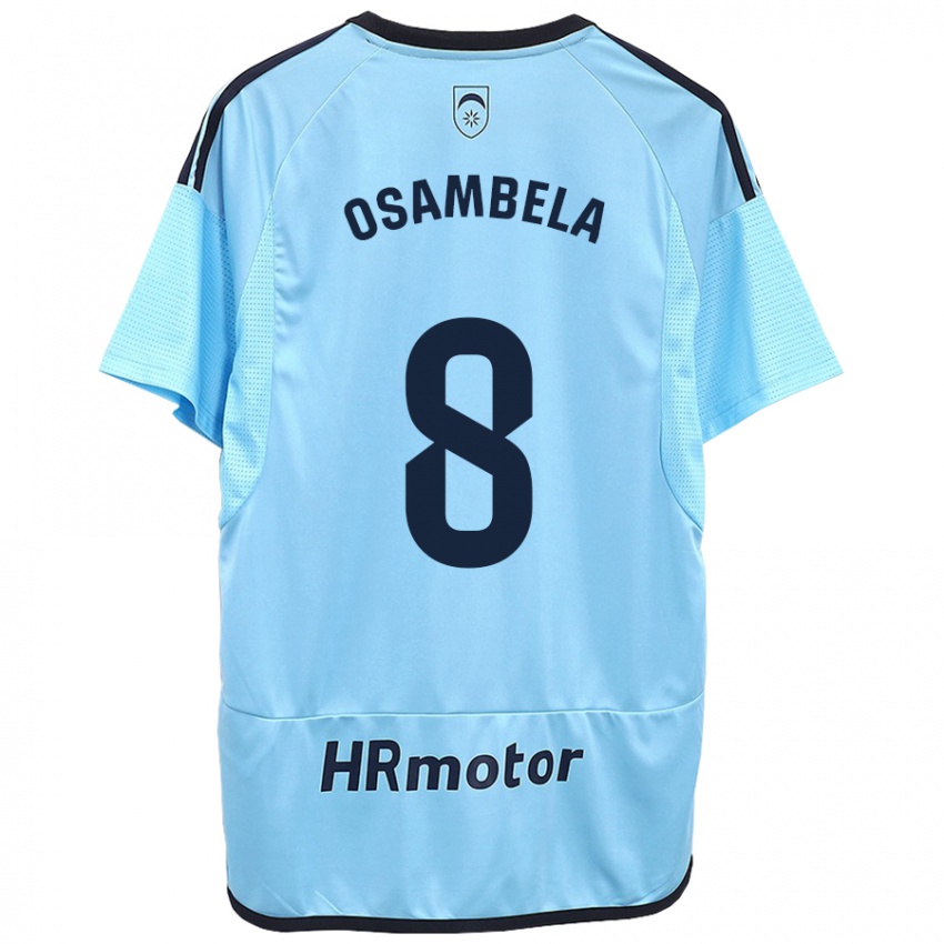 Børn Asier Osambela #8 Blå Udebane Spillertrøjer 2023/24 Trøje T-Shirt