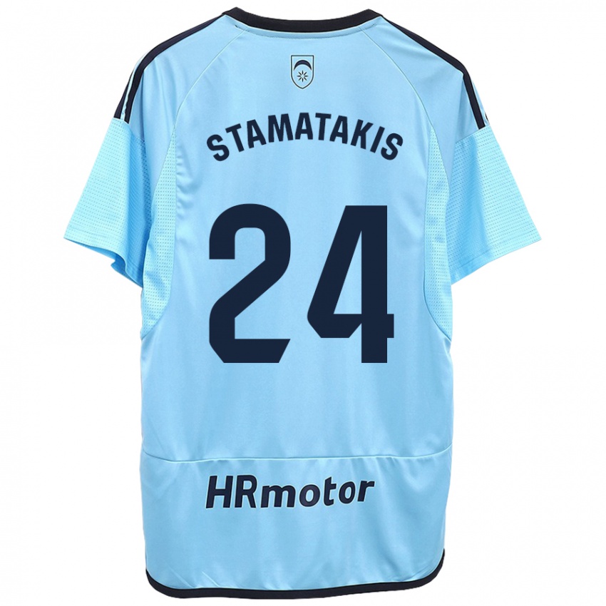 Børn Dimitrios Stamatakis #24 Blå Udebane Spillertrøjer 2023/24 Trøje T-Shirt