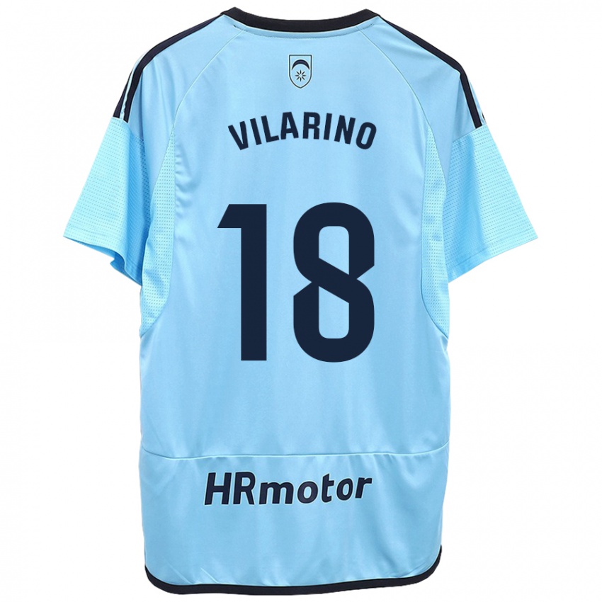 Børn Maitane Vilariño #18 Blå Udebane Spillertrøjer 2023/24 Trøje T-Shirt