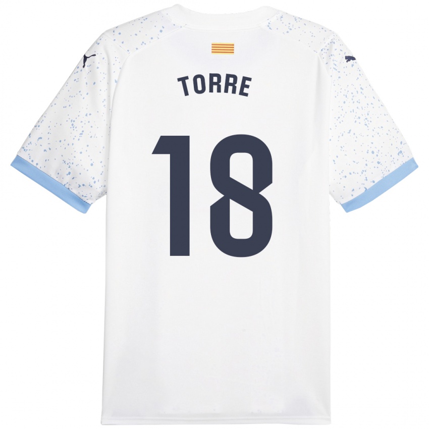 Børn Pablo Torre #18 Hvid Udebane Spillertrøjer 2023/24 Trøje T-Shirt