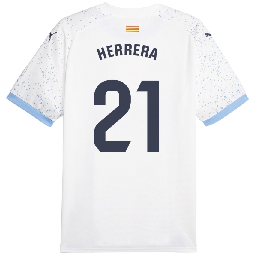 Børn Yangel Herrera #21 Hvid Udebane Spillertrøjer 2023/24 Trøje T-Shirt