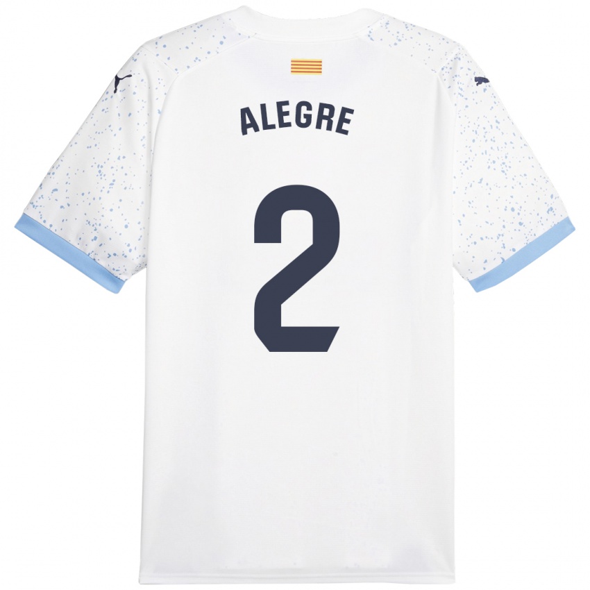 Børn Marc Alegre #2 Hvid Udebane Spillertrøjer 2023/24 Trøje T-Shirt