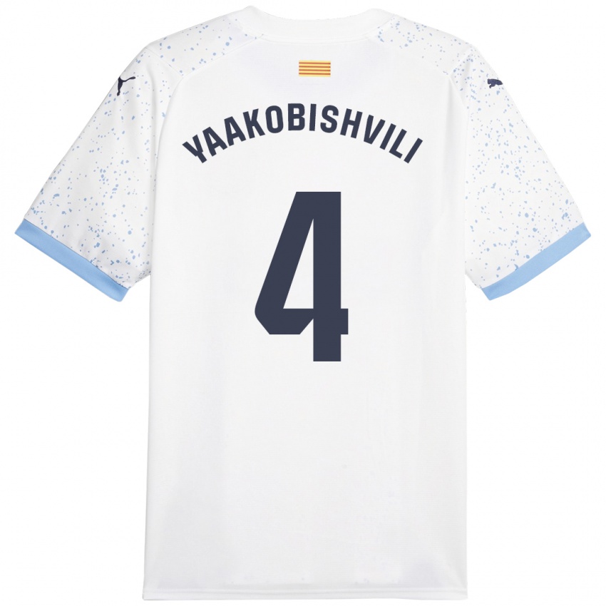 Børn Antal Yaakobishvili #4 Hvid Udebane Spillertrøjer 2023/24 Trøje T-Shirt
