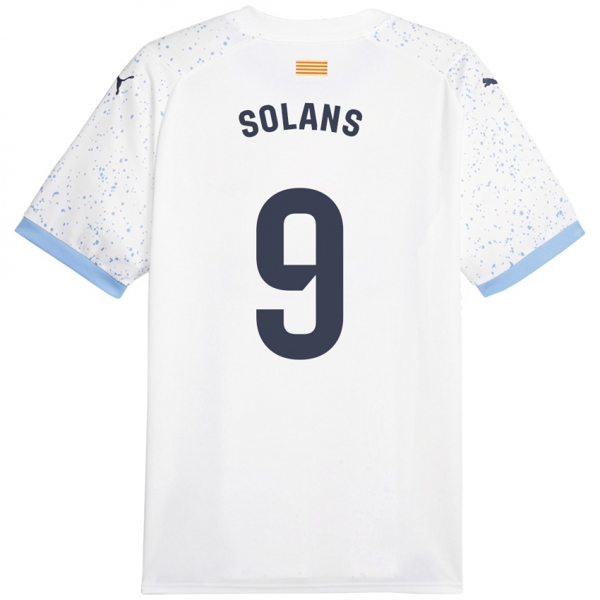 Børn Sergi Solans #9 Hvid Udebane Spillertrøjer 2023/24 Trøje T-Shirt