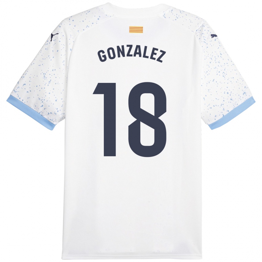 Børn Gerard Gonzalez #18 Hvid Udebane Spillertrøjer 2023/24 Trøje T-Shirt