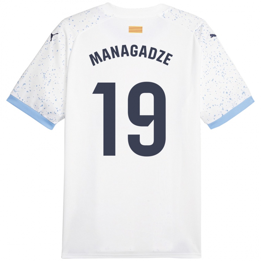 Børn Luka Managadze #19 Hvid Udebane Spillertrøjer 2023/24 Trøje T-Shirt