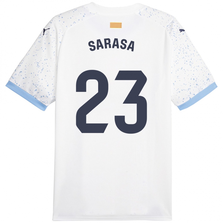 Børn Javier Sarasa #23 Hvid Udebane Spillertrøjer 2023/24 Trøje T-Shirt