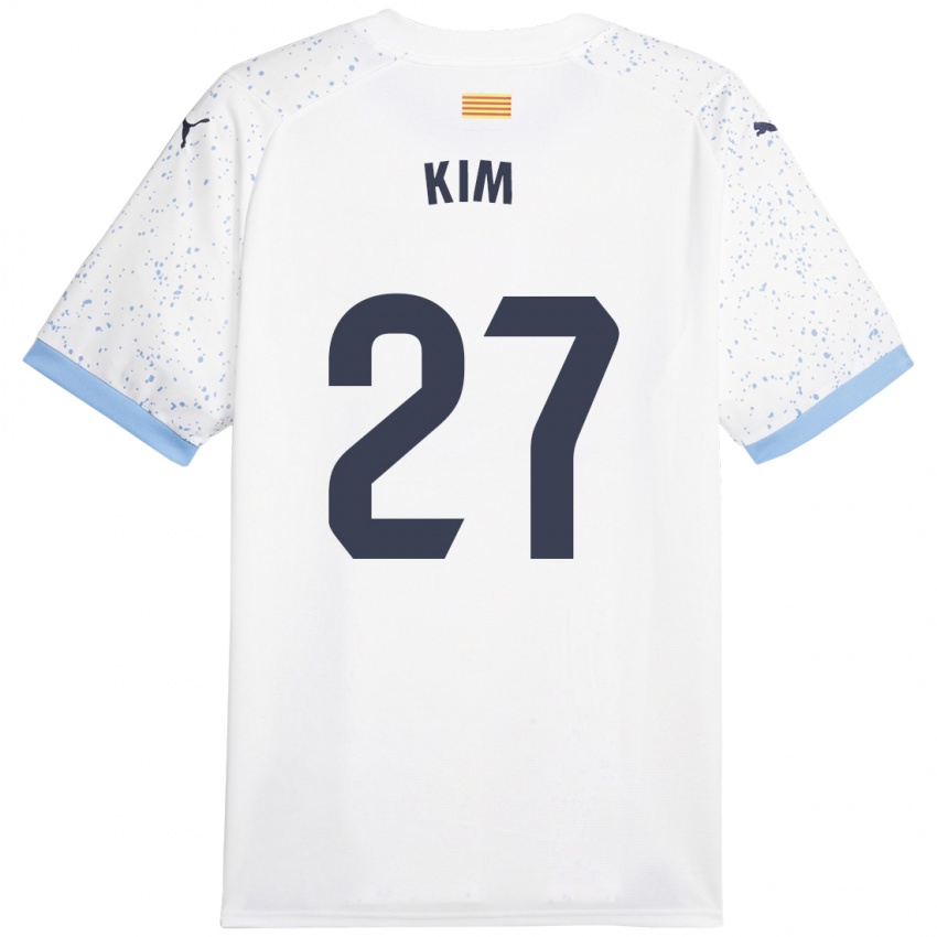 Børn Min-Su Kim #27 Hvid Udebane Spillertrøjer 2023/24 Trøje T-Shirt