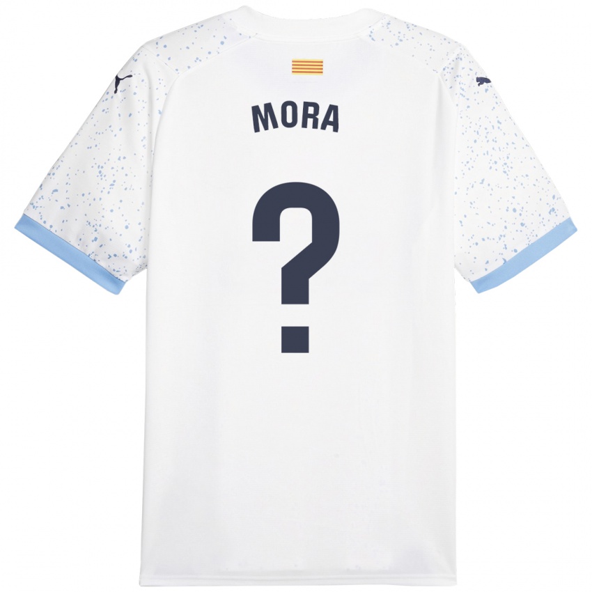 Børn Adrià Mora #0 Hvid Udebane Spillertrøjer 2023/24 Trøje T-Shirt