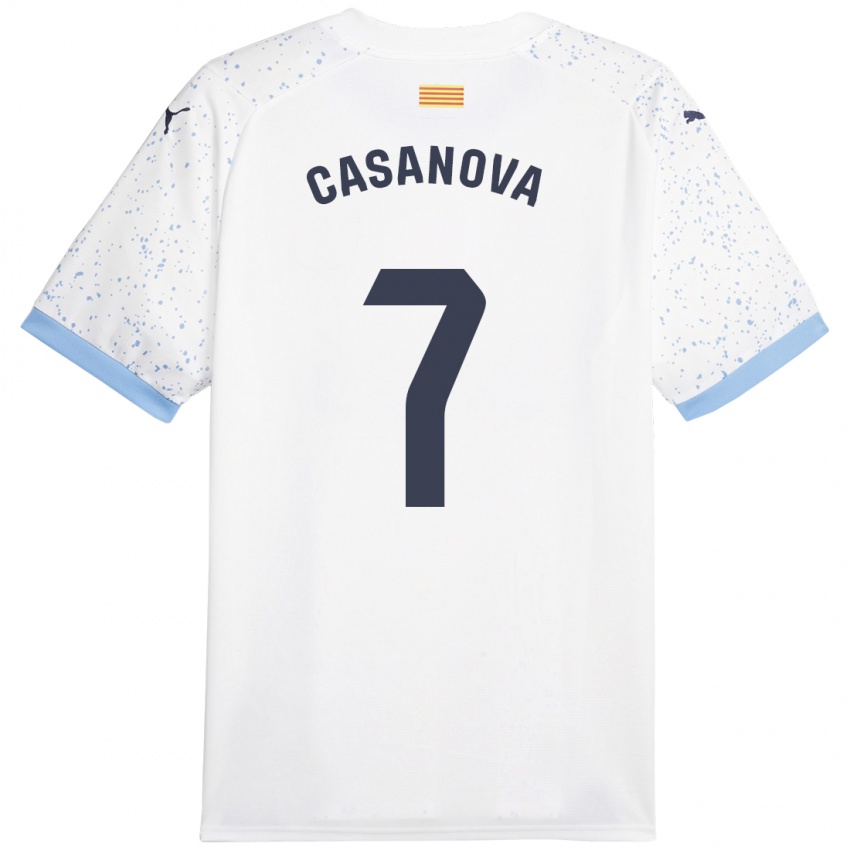 Børn Àstrid Casanova #7 Hvid Udebane Spillertrøjer 2023/24 Trøje T-Shirt