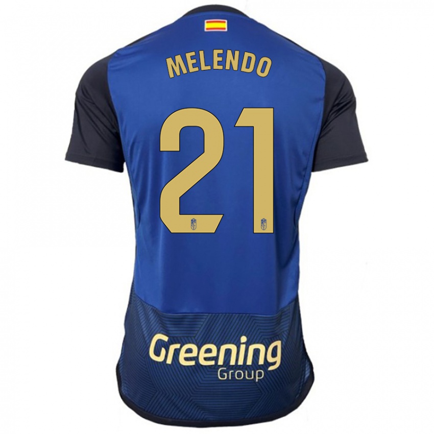 Børn Óscar Melendo #21 Flåde Udebane Spillertrøjer 2023/24 Trøje T-Shirt