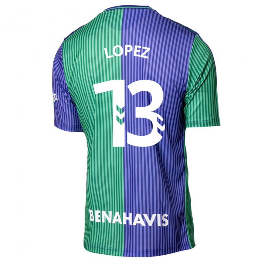 Børn Carlos López #13 Grøn Blå Udebane Spillertrøjer 2023/24 Trøje T-Shirt