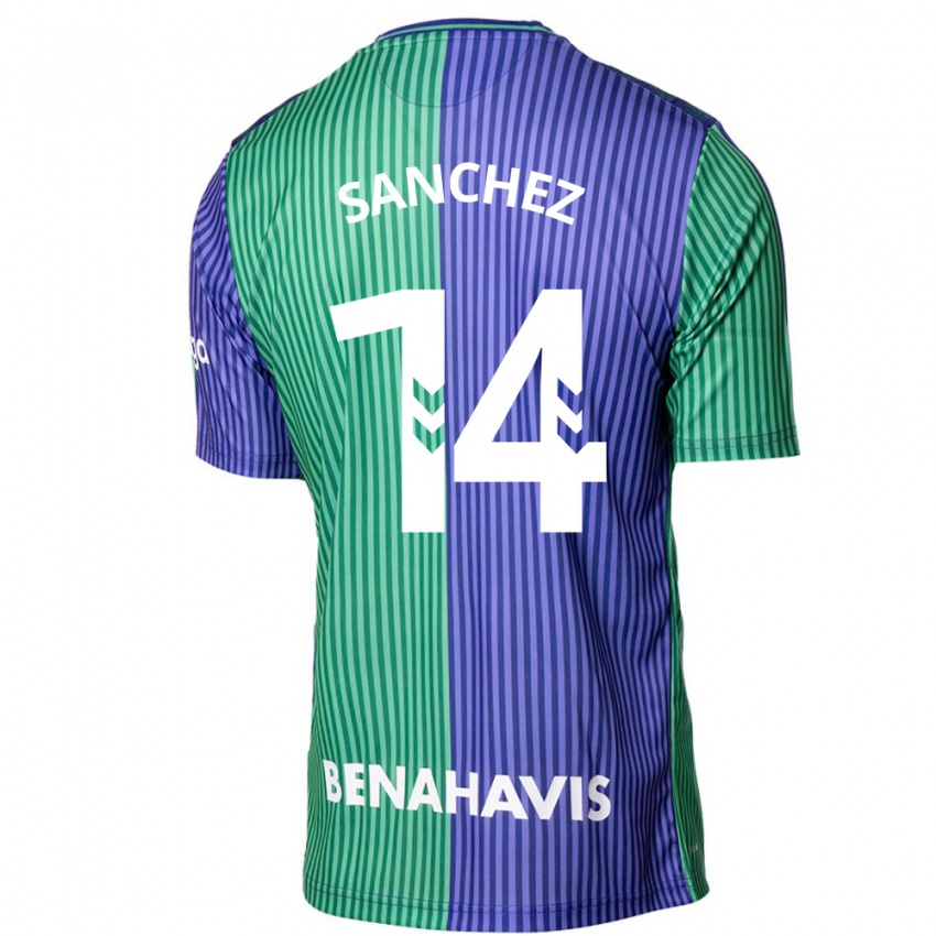 Børn Rubén Sánchez #14 Grøn Blå Udebane Spillertrøjer 2023/24 Trøje T-Shirt