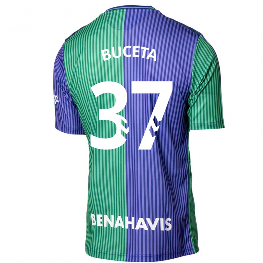 Børn Ana Buceta #37 Grøn Blå Udebane Spillertrøjer 2023/24 Trøje T-Shirt