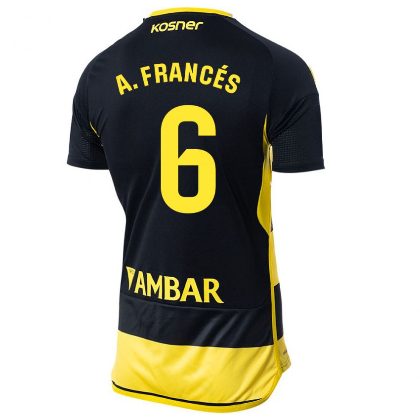 Børn Alejandro Francés #6 Sort Gul Udebane Spillertrøjer 2023/24 Trøje T-Shirt