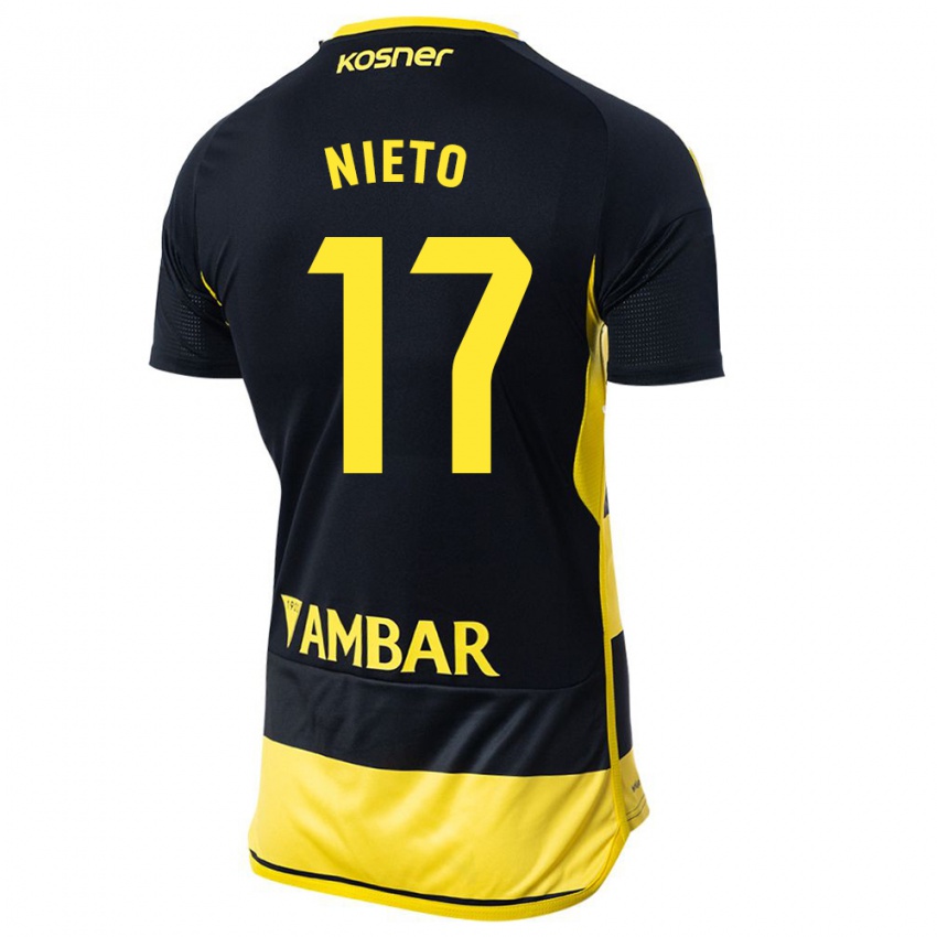 Børn Carlos Nieto #17 Sort Gul Udebane Spillertrøjer 2023/24 Trøje T-Shirt