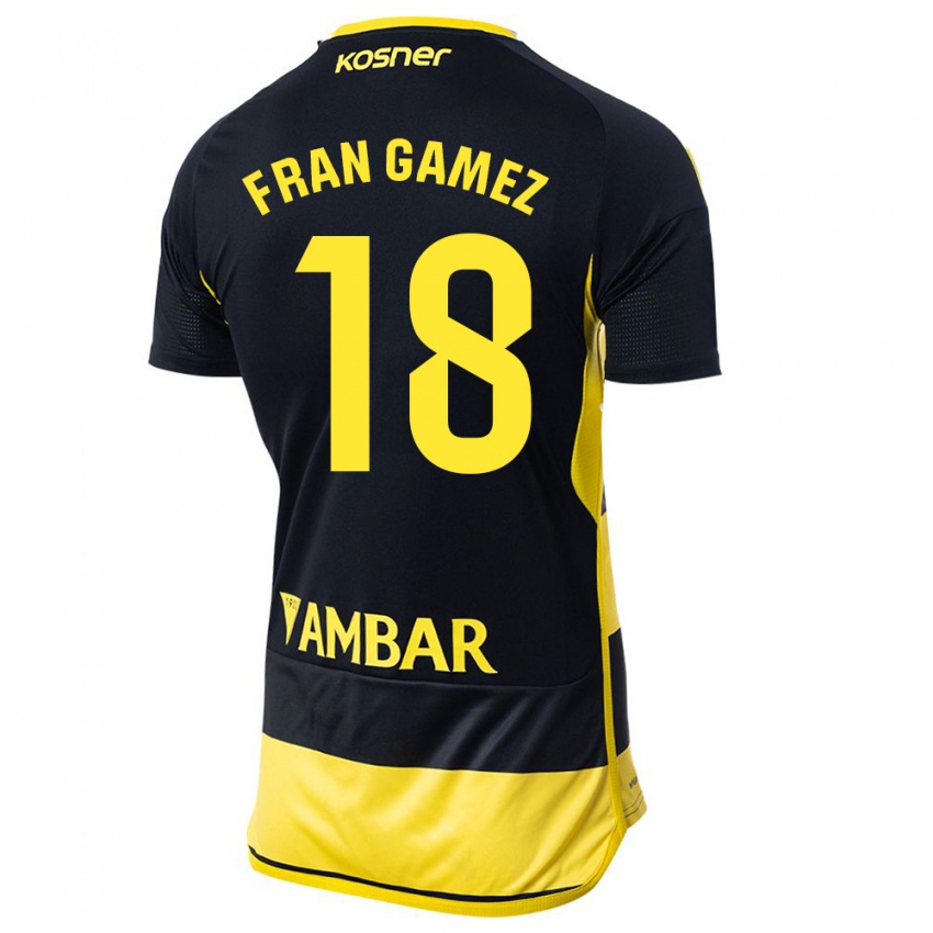 Børn Fran Gámez #18 Sort Gul Udebane Spillertrøjer 2023/24 Trøje T-Shirt