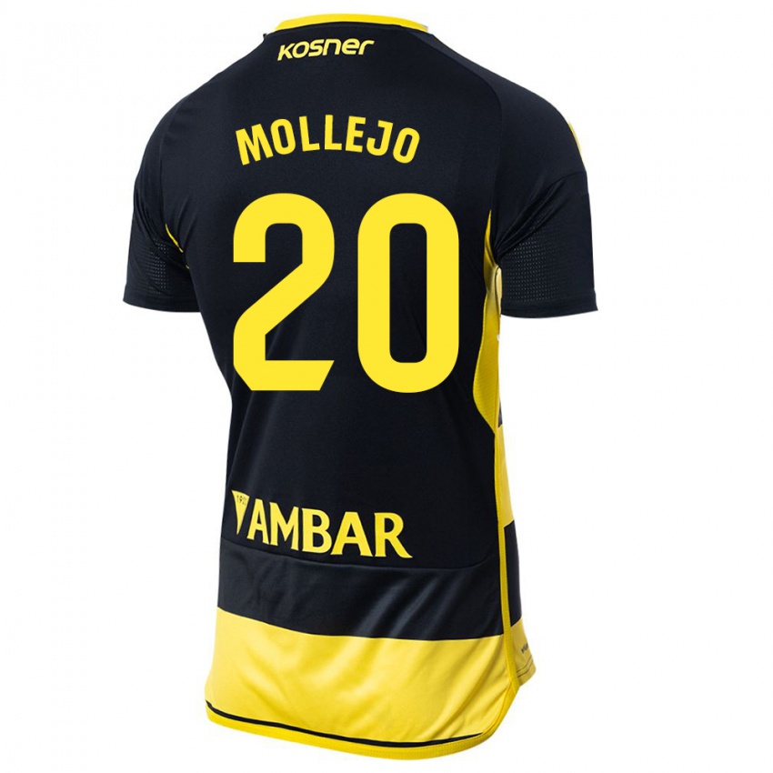 Børn Victor Mollejo #20 Sort Gul Udebane Spillertrøjer 2023/24 Trøje T-Shirt