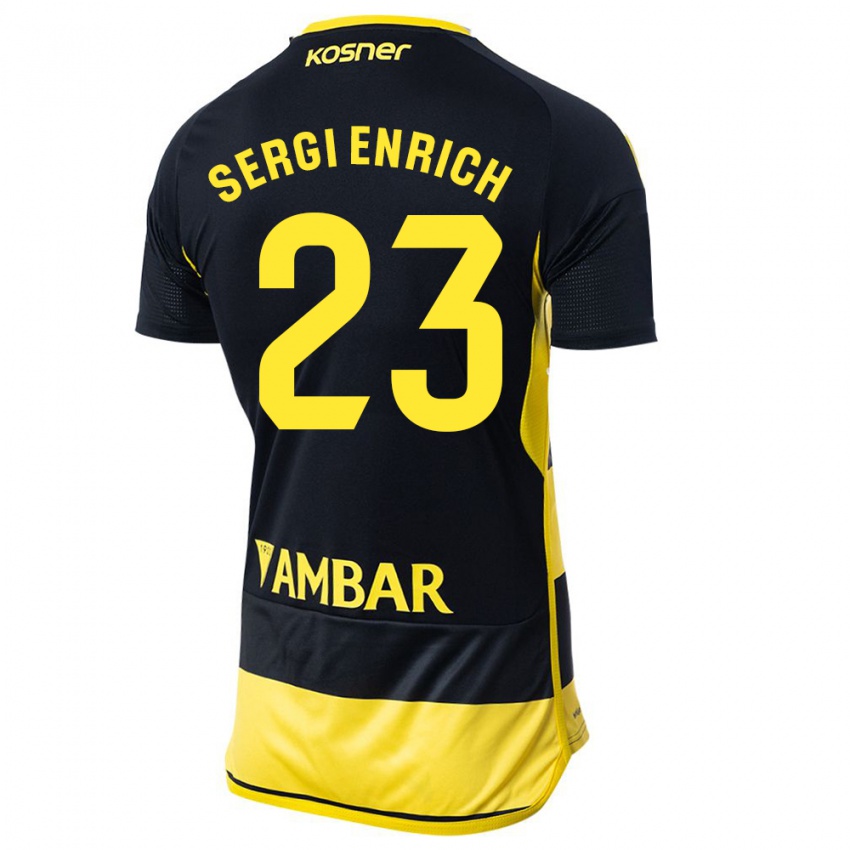 Børn Sergi Enrich #23 Sort Gul Udebane Spillertrøjer 2023/24 Trøje T-Shirt