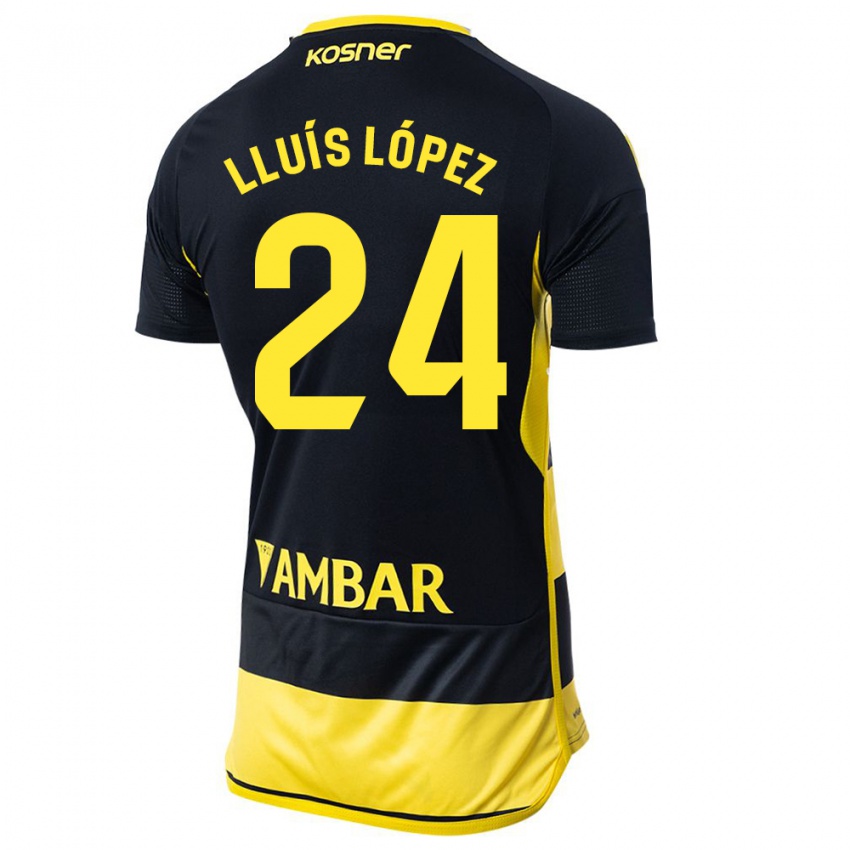 Børn Lluís López #24 Sort Gul Udebane Spillertrøjer 2023/24 Trøje T-Shirt