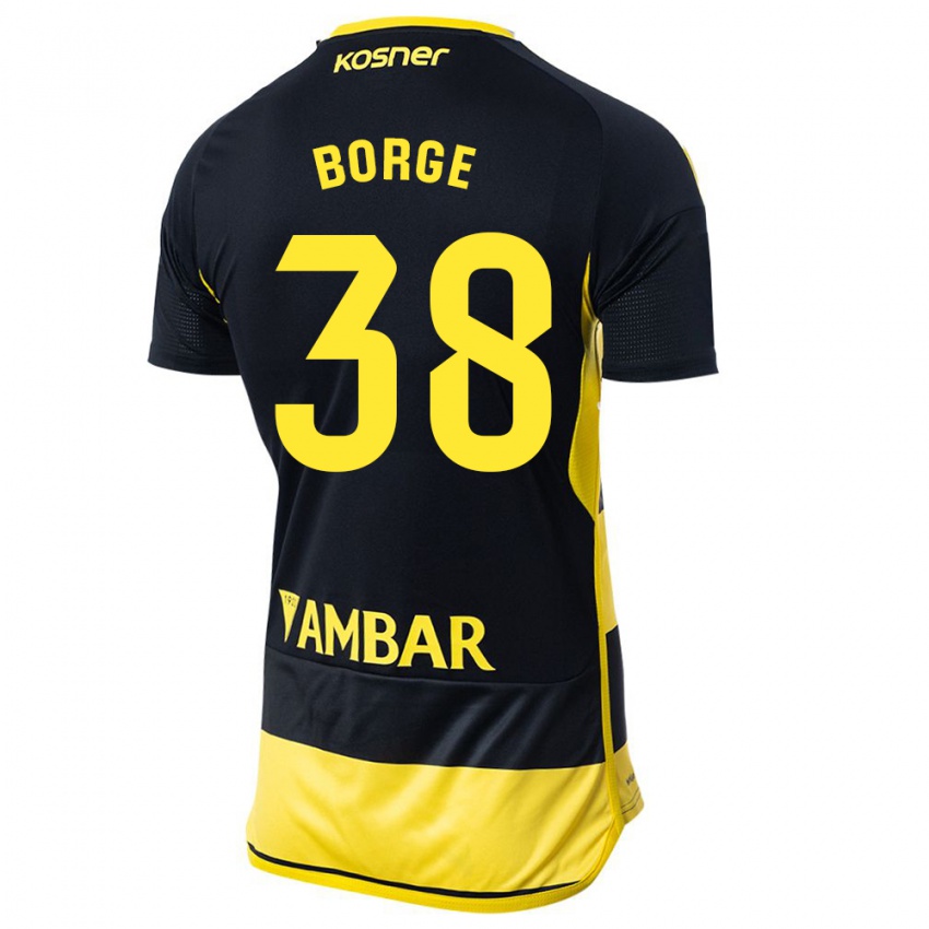 Børn Andrés Borge #38 Sort Gul Udebane Spillertrøjer 2023/24 Trøje T-Shirt