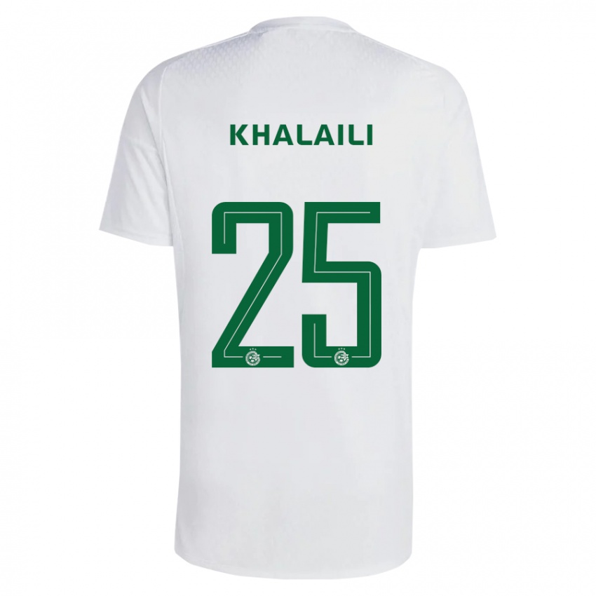 Børn Anan Khalaili #25 Grøn Blå Udebane Spillertrøjer 2023/24 Trøje T-Shirt