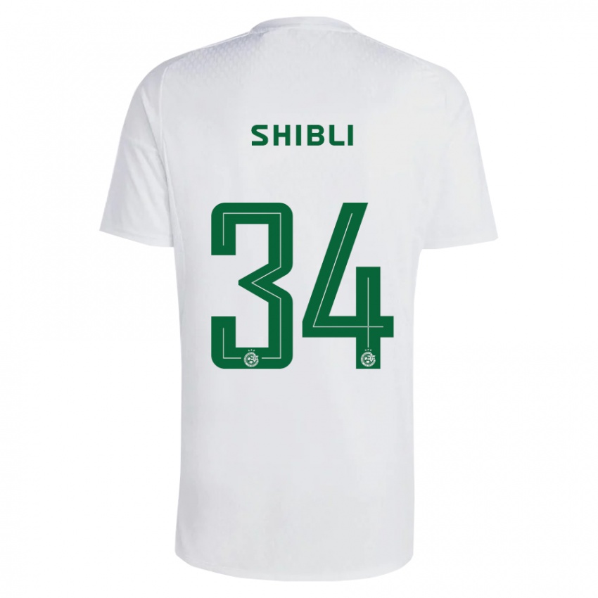 Børn Hamza Shibli #34 Grøn Blå Udebane Spillertrøjer 2023/24 Trøje T-Shirt