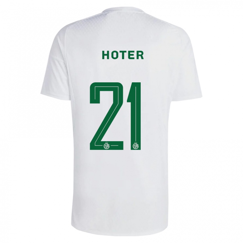 Børn Tavor Hoter #21 Grøn Blå Udebane Spillertrøjer 2023/24 Trøje T-Shirt